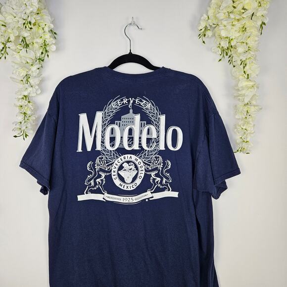 Cerveza Modelo Mexico Beer Shirt Mens XL Navy Blue Graphic Tee Casual Logo - Picture 3 of 6